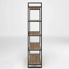Estante Aço Preta 5 Prateleiras Madeira Laminada Dourada