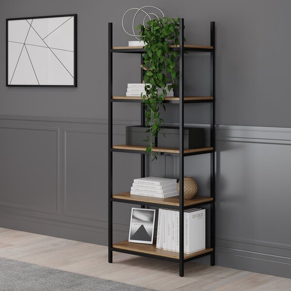 Estante Alta 160cm Com 5 Prateleiras Caroline Preto/elmo