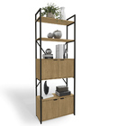 Estante Alta Armário Industrial Madeira Com 4 Portas e Pratel