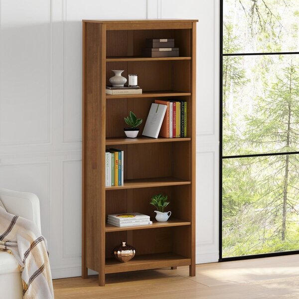 Estante Alta Com 5 Prateleiras Madeira Maciça Maia Amêndoa