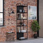 Estante Alta Com 6 Prateleiras 185x45x33cm Com Fundo Yon Preto