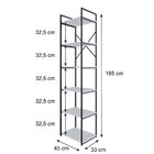 Estante Alta Com 6 Prateleiras 185x45x33cm Yon Branco/preto