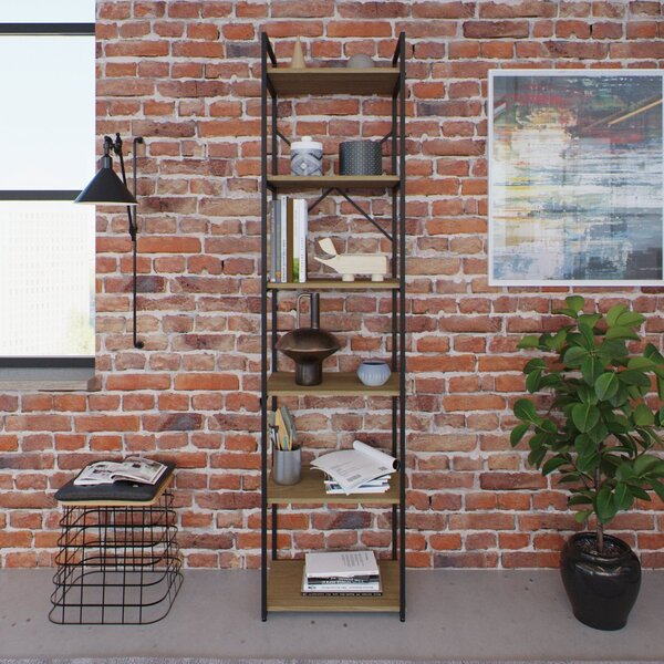 Estante Alta Com 6 Prateleiras 185x45x33cm Yon Vermont/preto