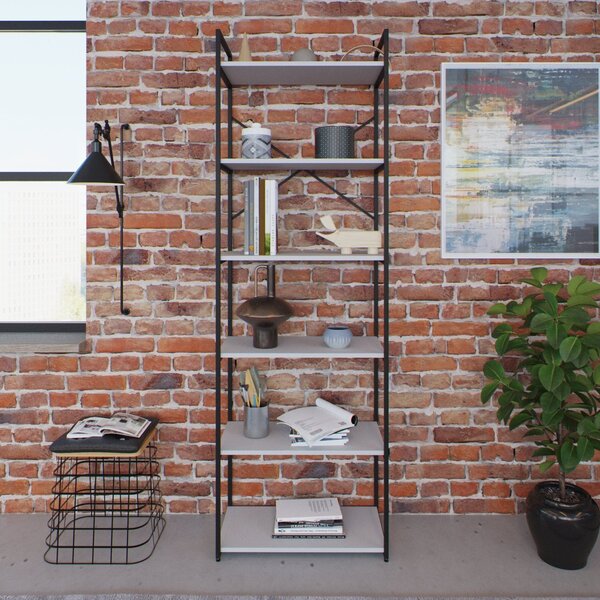 Estante Alta Com 6 Prateleiras 185x60x33cm Yon Branco/preto