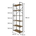 Estante Alta Com 6 Prateleiras 185x60x33cm Yon Vermont/preto