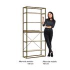 Estante Alta Com Bandeja Madeirada Noce Tubos Ouro Velho