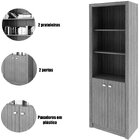 Estante Armário Alta Livreiro Multiuso Office 2 Portas Amêndoa