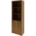 Estante Armário Alta Livreiro Multiuso Office 2 Portas Nogal