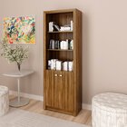 Estante Armário Alta Livreiro Multiuso Office 2 Portas Nogal