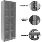 Estante Armário Alta Livreiro Multiuso Office 2 Portas Vidro