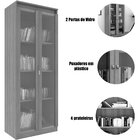 Estante Armário Alta Livreiro Multiuso Office 2 Portas Vidro