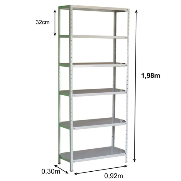 Estante Armário de Aço 6 Bandejas Organizador Galvanizada Suporta 150kg 198cm x 90cm x 28cm (OFERTA))