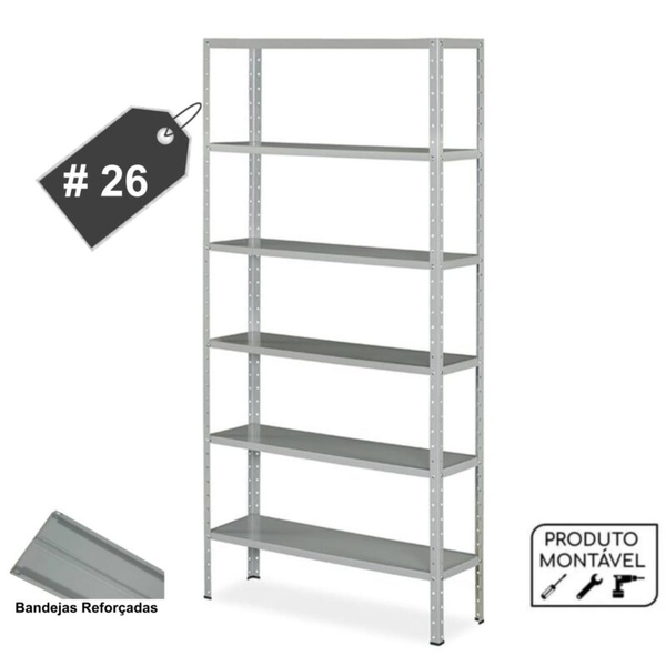 Estante Armário de Aço 6 Bandejas Organizador Galvanizada Suporta 150kg 198cm x 90cm x 28cm (OFERTA))