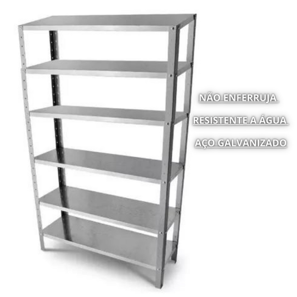 Estante Armário Prateleira Aço Galvanizado 90cm 6 Bandejas