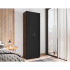 Estante Avelã De Madeira Sala 5 Prateleiras E Portas Preto