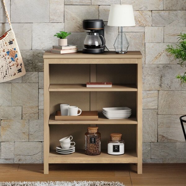 Estante Baixa Com 2 Prateleiras Madeira Maciça Maia Carvalho