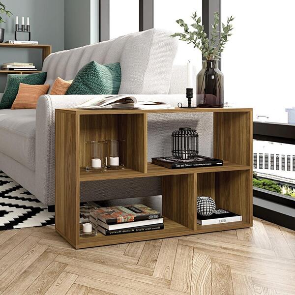 Estante Baixa Versátil Infantil Quarto Escritório 4 Nichos Ma