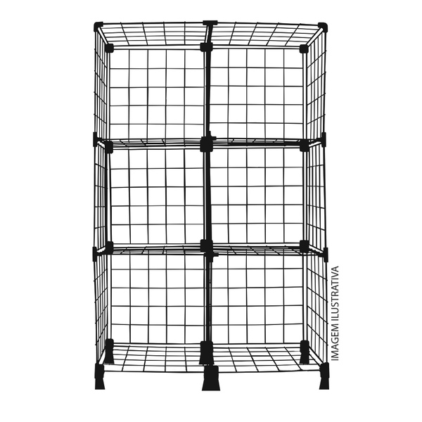 Estante Balcão Expositor Aramado 06 Nichos Preto