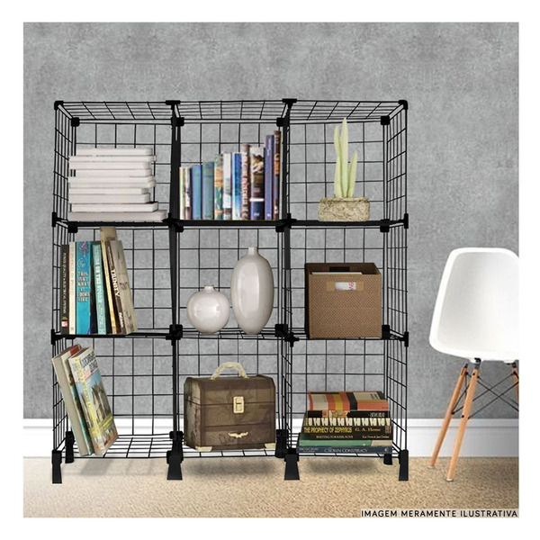 Estante Balcão Expositor Aramado 09 Nichos Preto