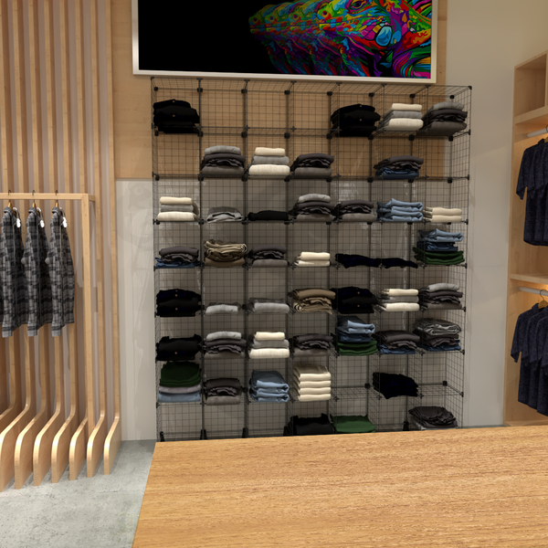 Estante Balcão Expositor Aramado 56 Nichos Preto