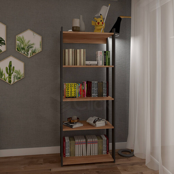 Estante C/ 05 Platereiras De Madeira Moderna P/ Escritório