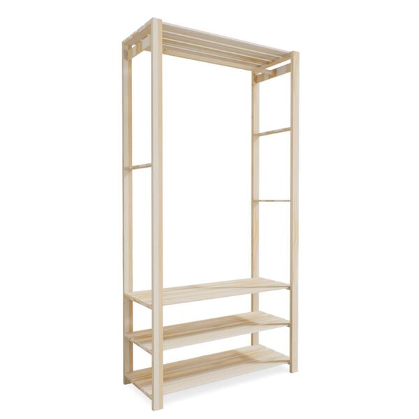 Estante Cabideiro Para Roupas Em Madeira Vazado