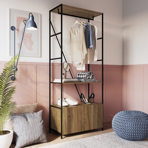 Estante Closet 2 Portas 1 Prateleiras 1 Cabideiro Sw018  Pret