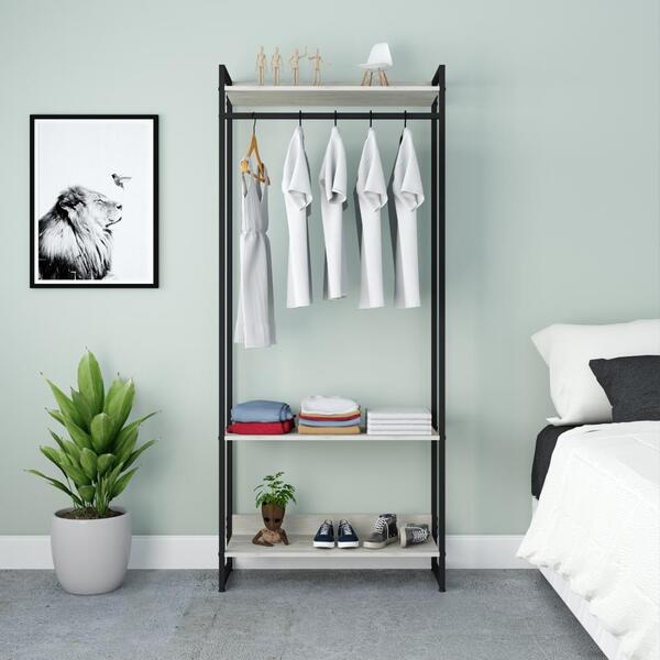 Estante Closet Arara 80x30x187cm C/03 Prateleiras Branco Ches