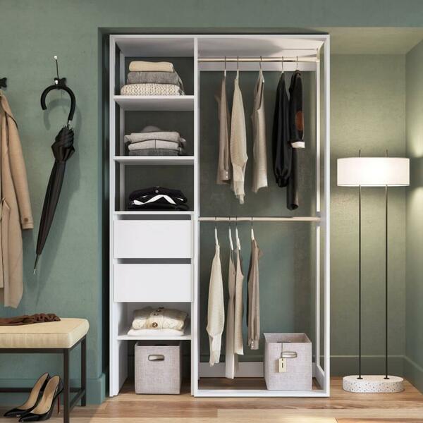 Estante Closet Com 2 Gavetas E 2 Cabideiros Branco
