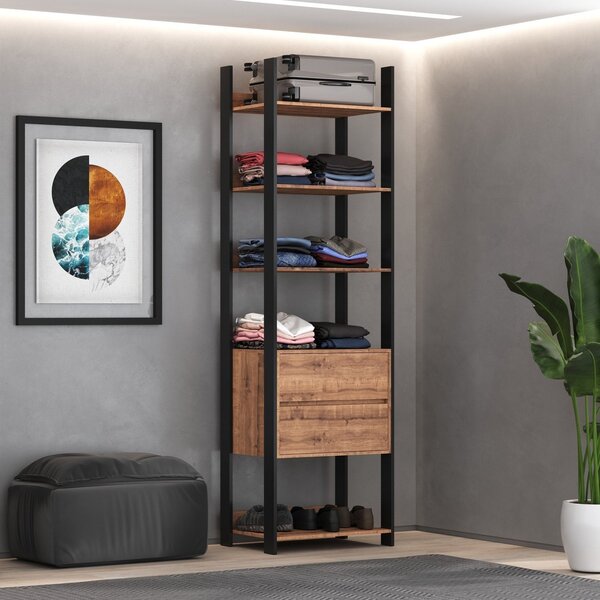 Estante Closet Industrial 2 Gavetas 5 Prateleiras M116  Preto