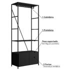 Estante Closet Industrial Com 2 Portas E 1 Prateleira - Preto