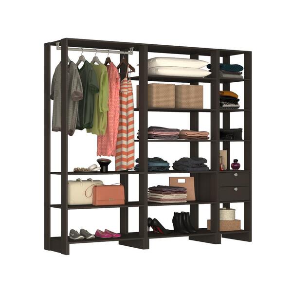 Estante Closet Yes Com 2 Gavetas E 13 Nichos - Grafite