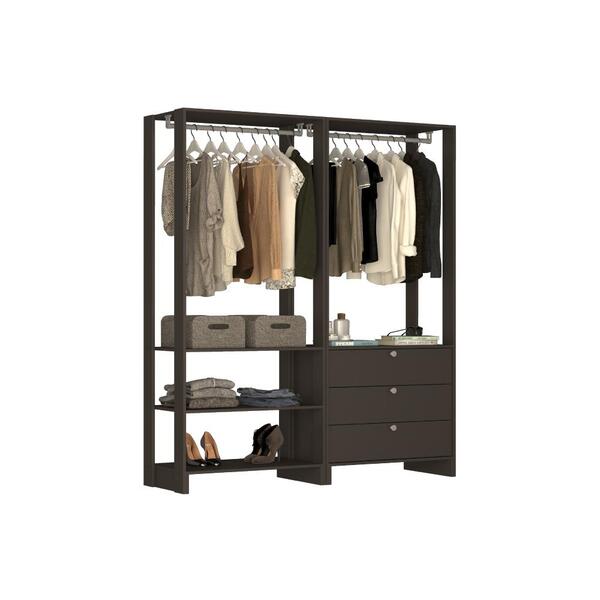 Estante Closet Yes Com 3 Gavetas E 2 Cabideiros - Grafite