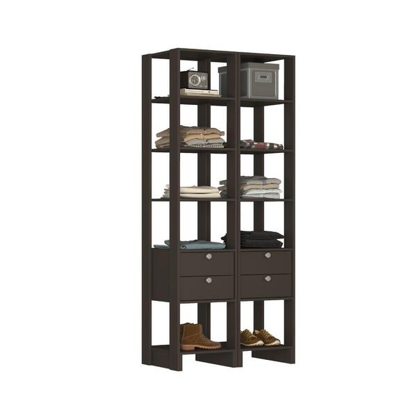 Estante Closet Yes Com 4 Gavetas E 10 Nichos - Grafite