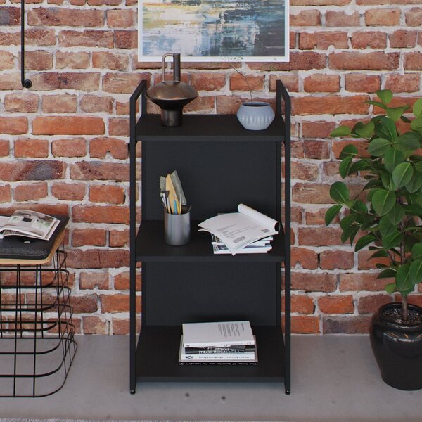 Estante Com 3 Prateleiras 84x45x33cm Com Fundo Yon Preto