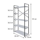 Estante Com 5 Prateleiras 152cm X 80cm X 33cm Yon Branco/preto