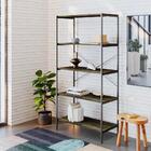 Estante Com 5 Prateleiras Tub Carvalho Dark E Preta 80 Cm