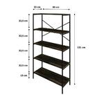 Estante Com 5 Prateleiras Tub Carvalho Dark E Preta 80 Cm