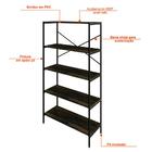 Estante Com 5 Prateleiras Tub Carvalho Dark E Preta 80 Cm