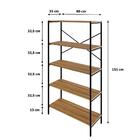 Estante Com 5 Prateleiras Tub Mel E Preta 80 Cm