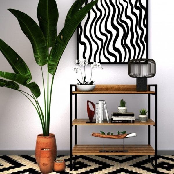 Estante Com Prateleira Regulável Line Preto/fresno