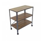 Estante Com Rodízio  Cinza Grafite / Nogal