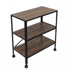 Estante Com Rodízio  Preto Fosco / Nogal