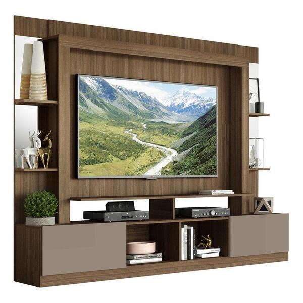 Estante Com Suporte Tv 65" Prateleiras C/ Espelho Oslo Multim