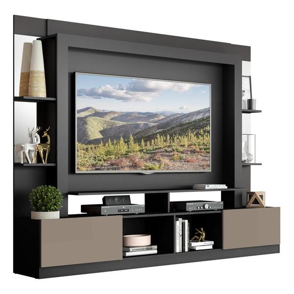 Estante Com Suporte Tv 65" Prateleiras C/ Espelho Oslo Multim