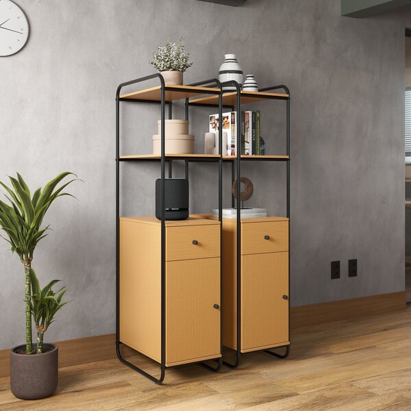 Estante Criare Com 1 Gaveta 01 Porta Preto/nature