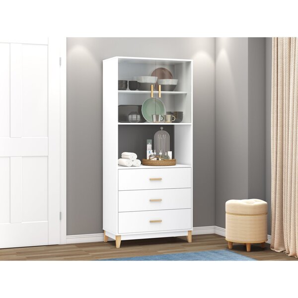 Estante Cristaleira 2 Portas 3 Gavetas Legno Movelbento Branco