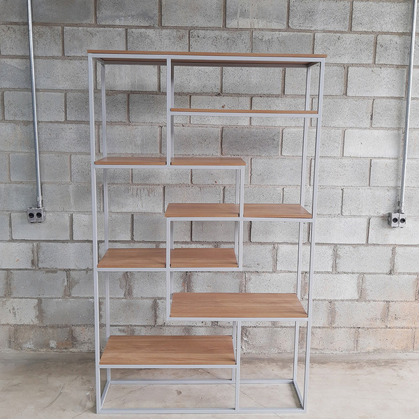 Estante Cruzada 200x120x30cm Cinza + Carvalho Hannover-  Estc