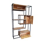 Estante Cruzada Portas 200x120x30cm Preto + Teca-  Estcruport