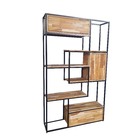 Estante Cruzada Portas 200x120x30cm Preto + Teca-  Estcruport